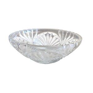 Vintage Clear Glass Serving Bowl With Elegant Sunburst Design